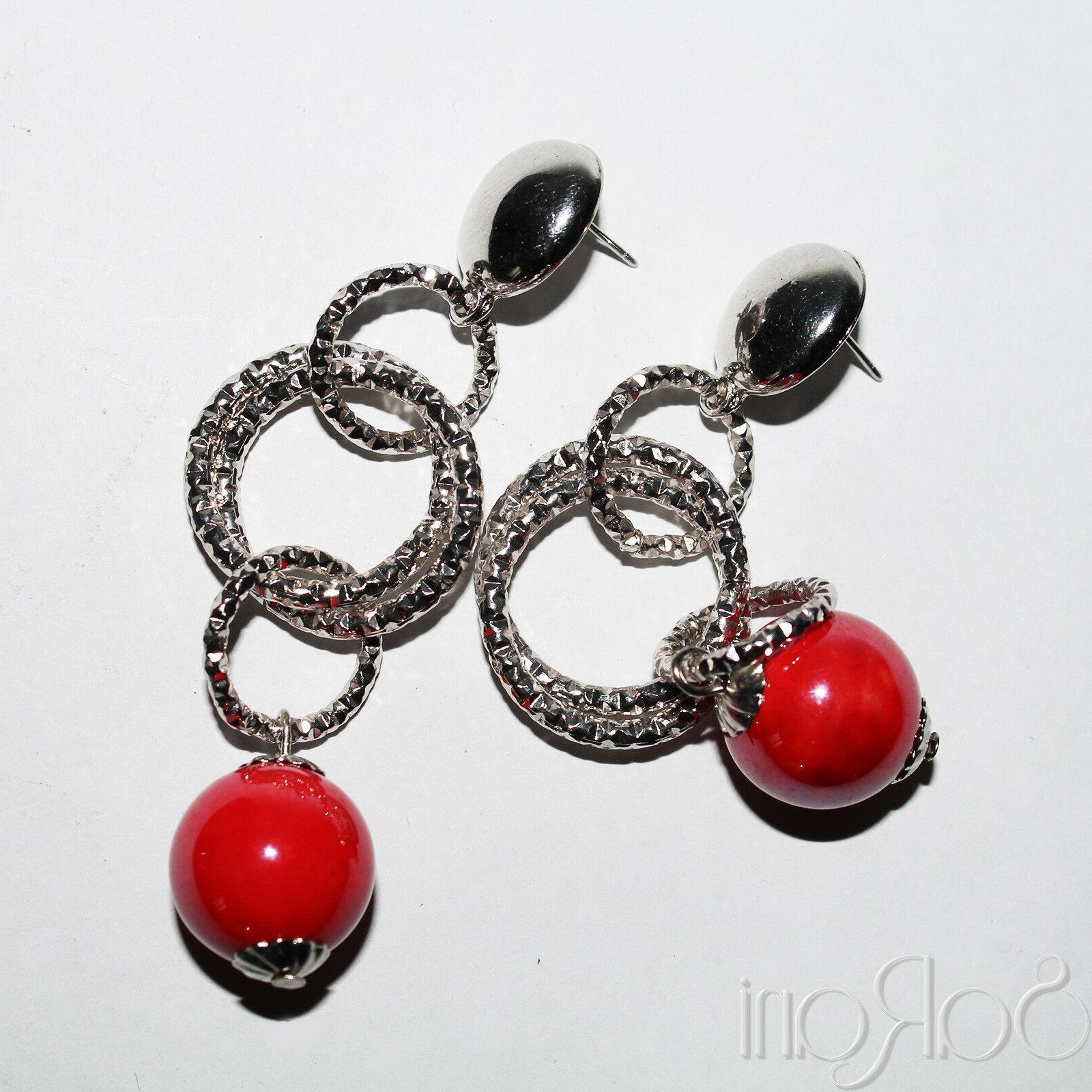 orecchini argento bigiotteria bijoux donna perle rosso