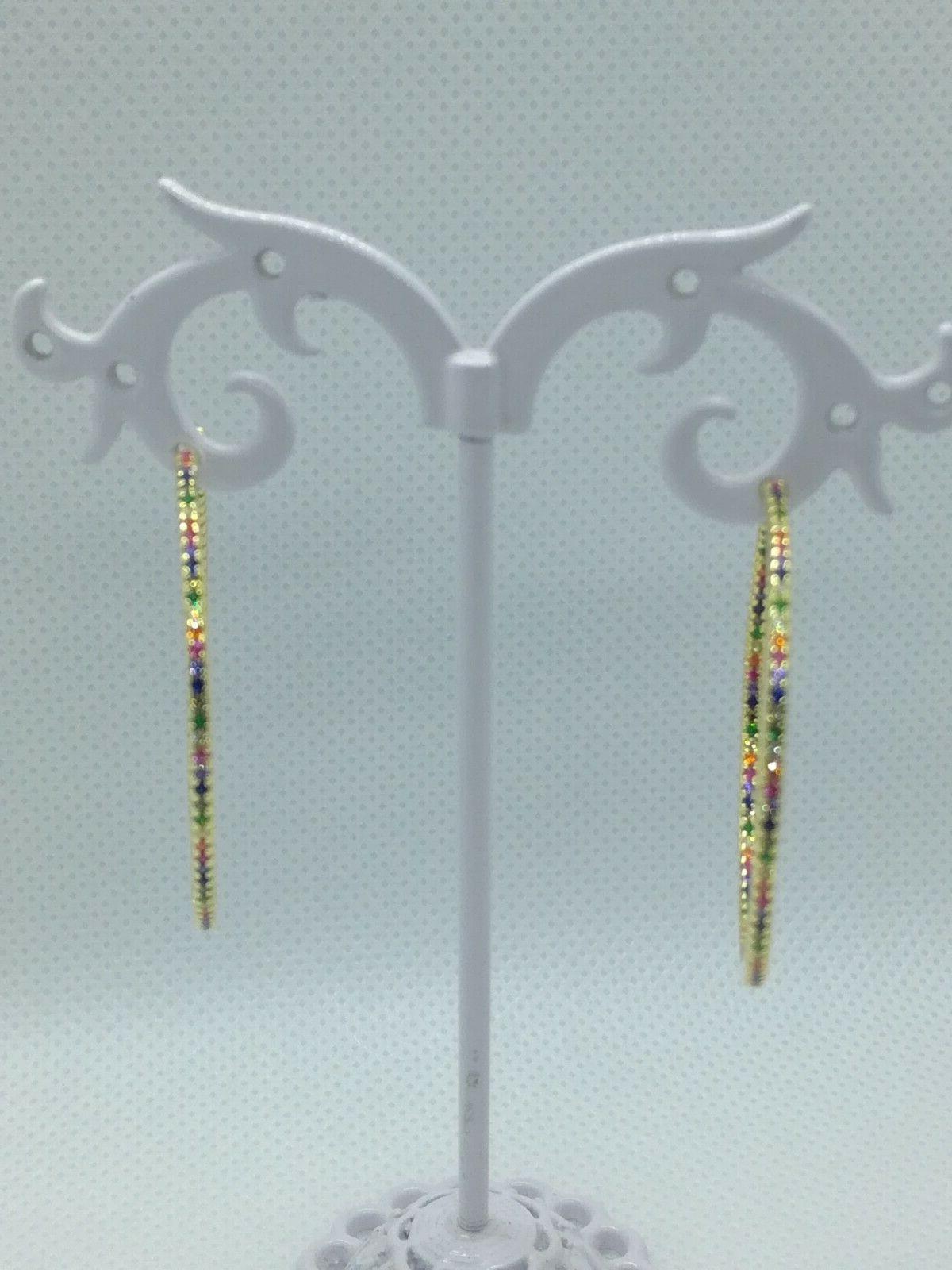 orecchini argento donna cerchi zirconi rainbow dorati