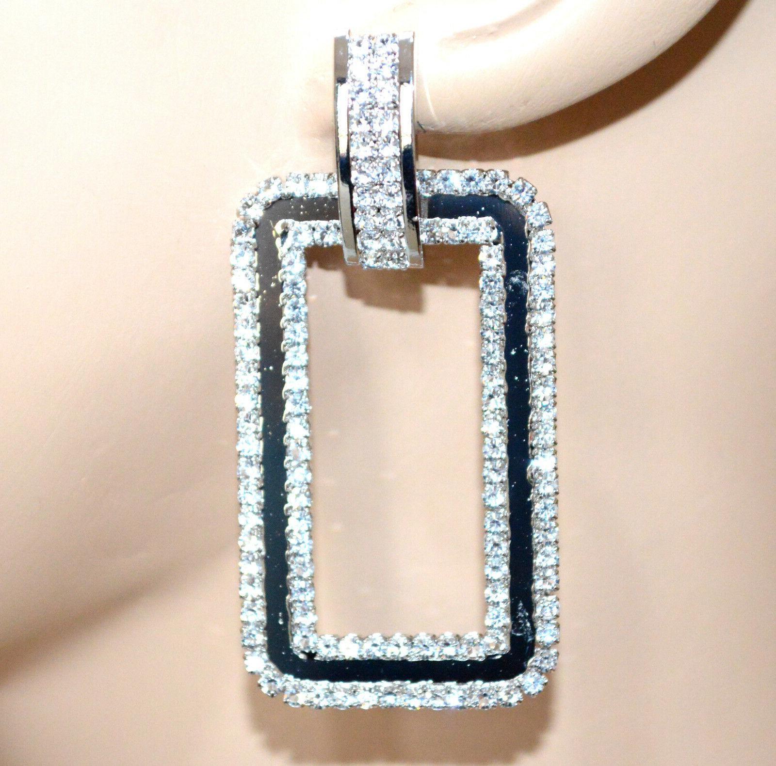 orecchini argento donna pendenti rettangolari strass cristal