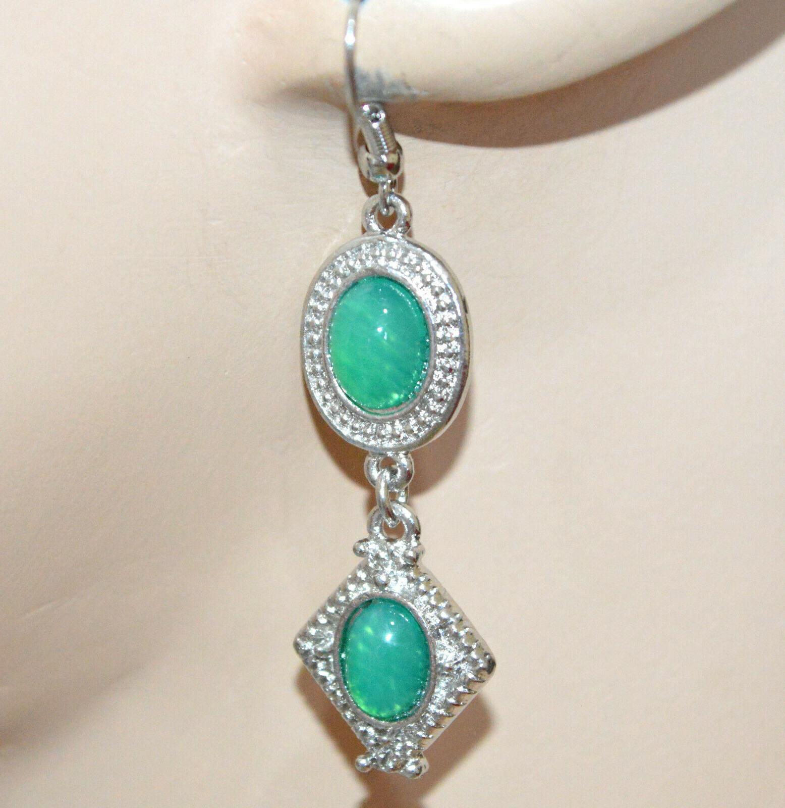 orecchini argento donna pietre agata verde pendenti