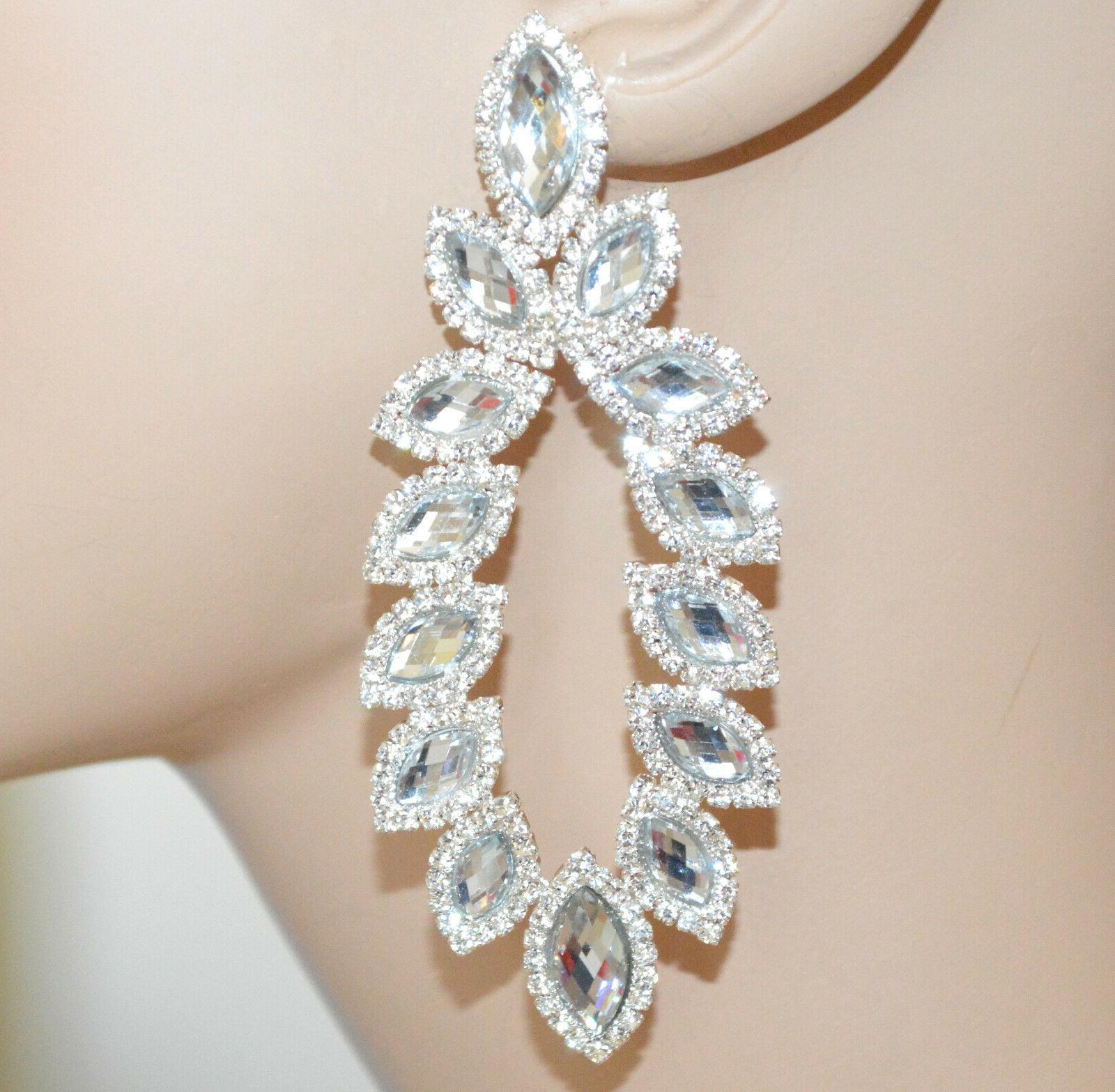 orecchini argento donna strass cristalli pendenti lunghi