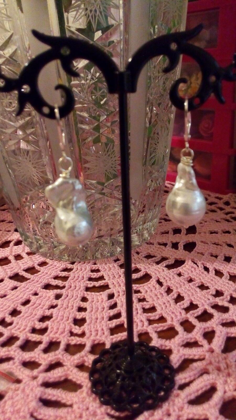orecchini argento e grandi perle barocche mari
