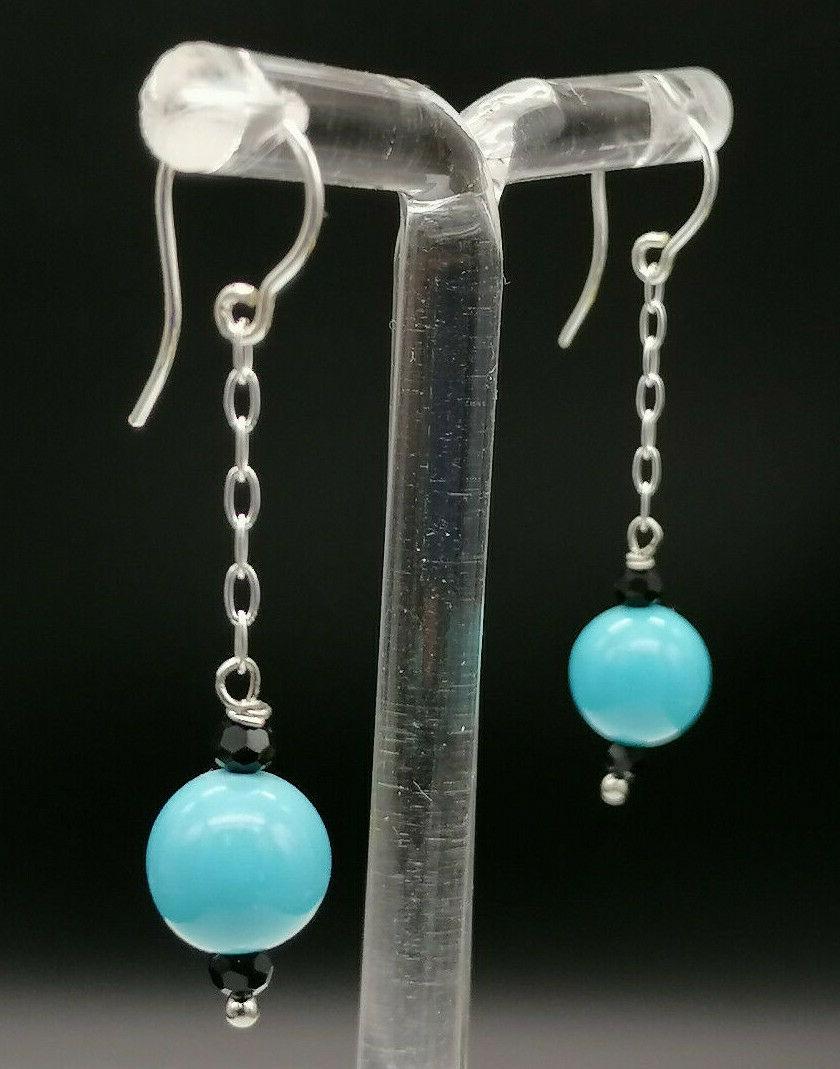 orecchini argento lunghi pendenti argento turchese onice