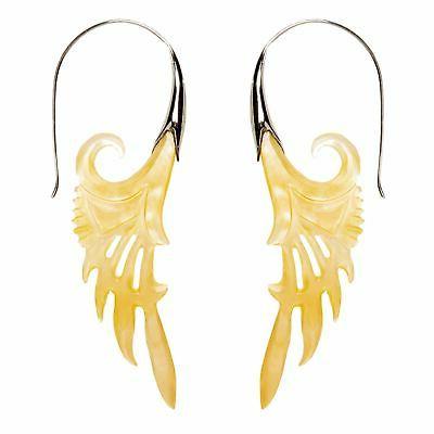 orecchini argento sterling madreperla ala piuma spirale