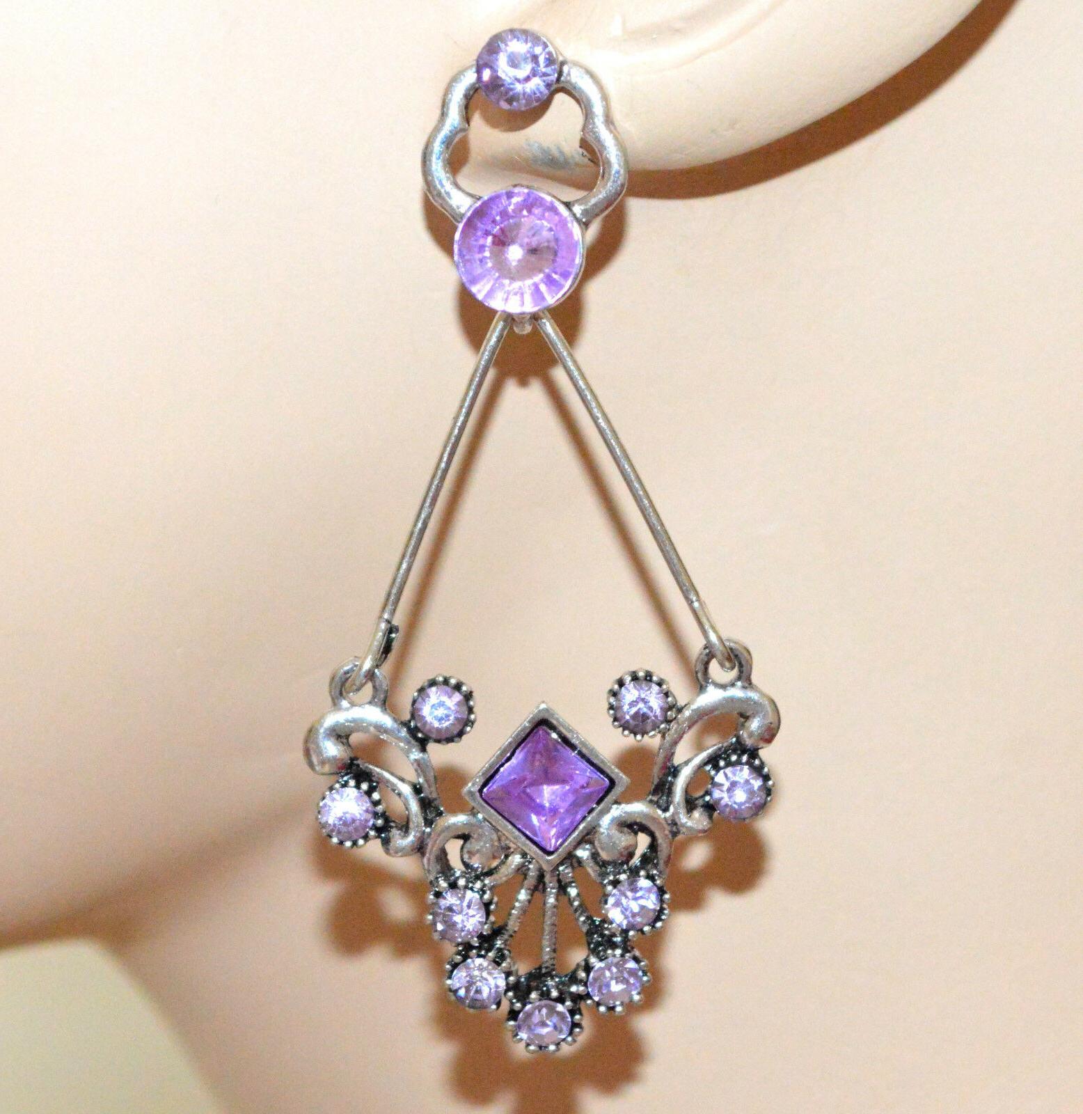 orecchini argento strass lilla glicine lavanda donna