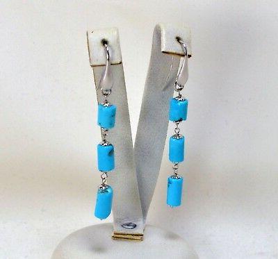 orecchini argento turchese naturale cilindri tre pezzi