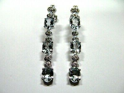 orecchini artigianali di acquamarina taglio ovale brillanti