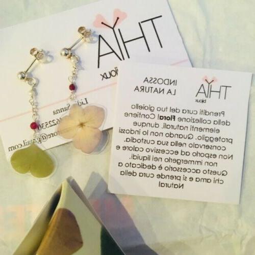 orecchini artigianali fiori veri bijou fatti a