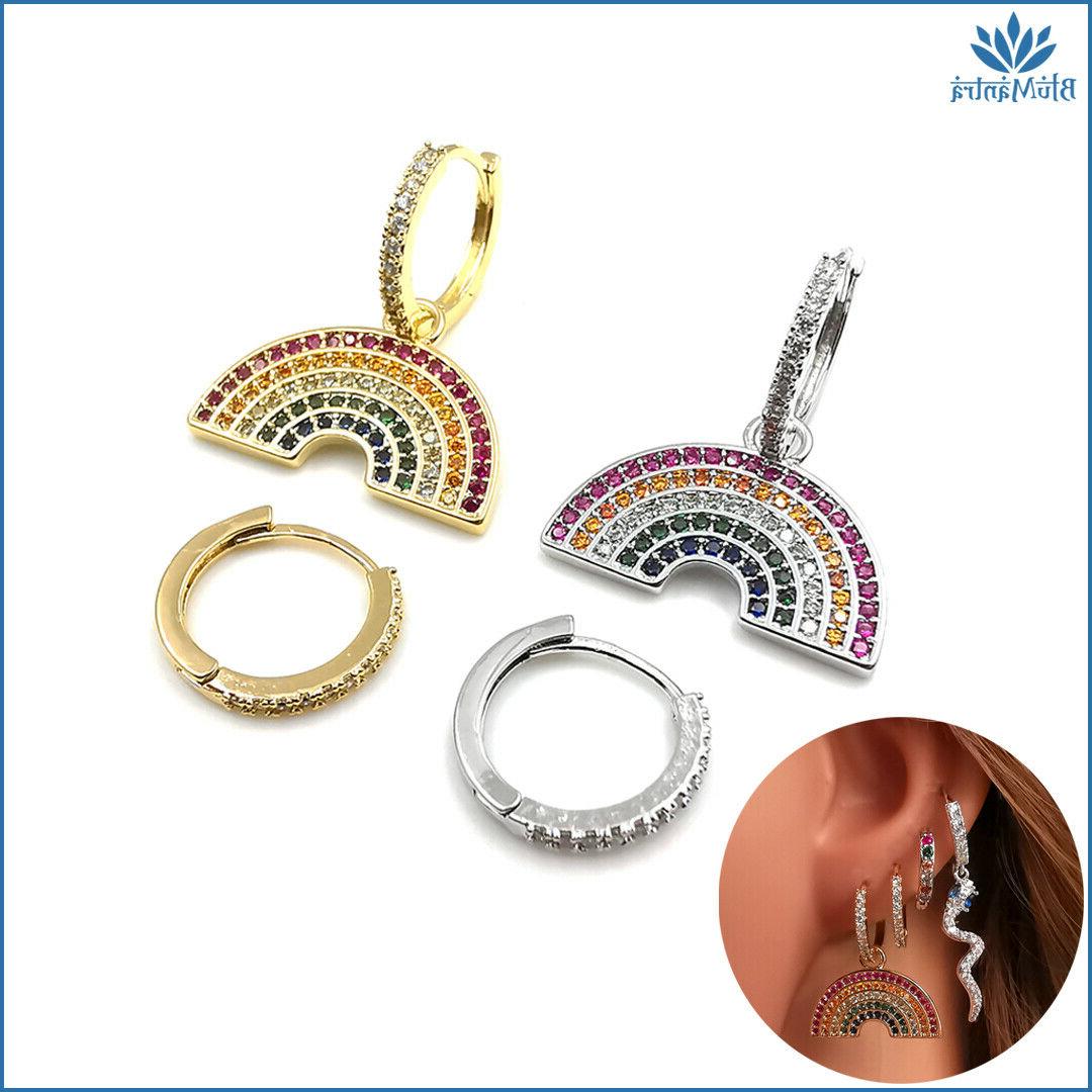 orecchini asimmetrici da donna cerchio arcobaleno piccoli