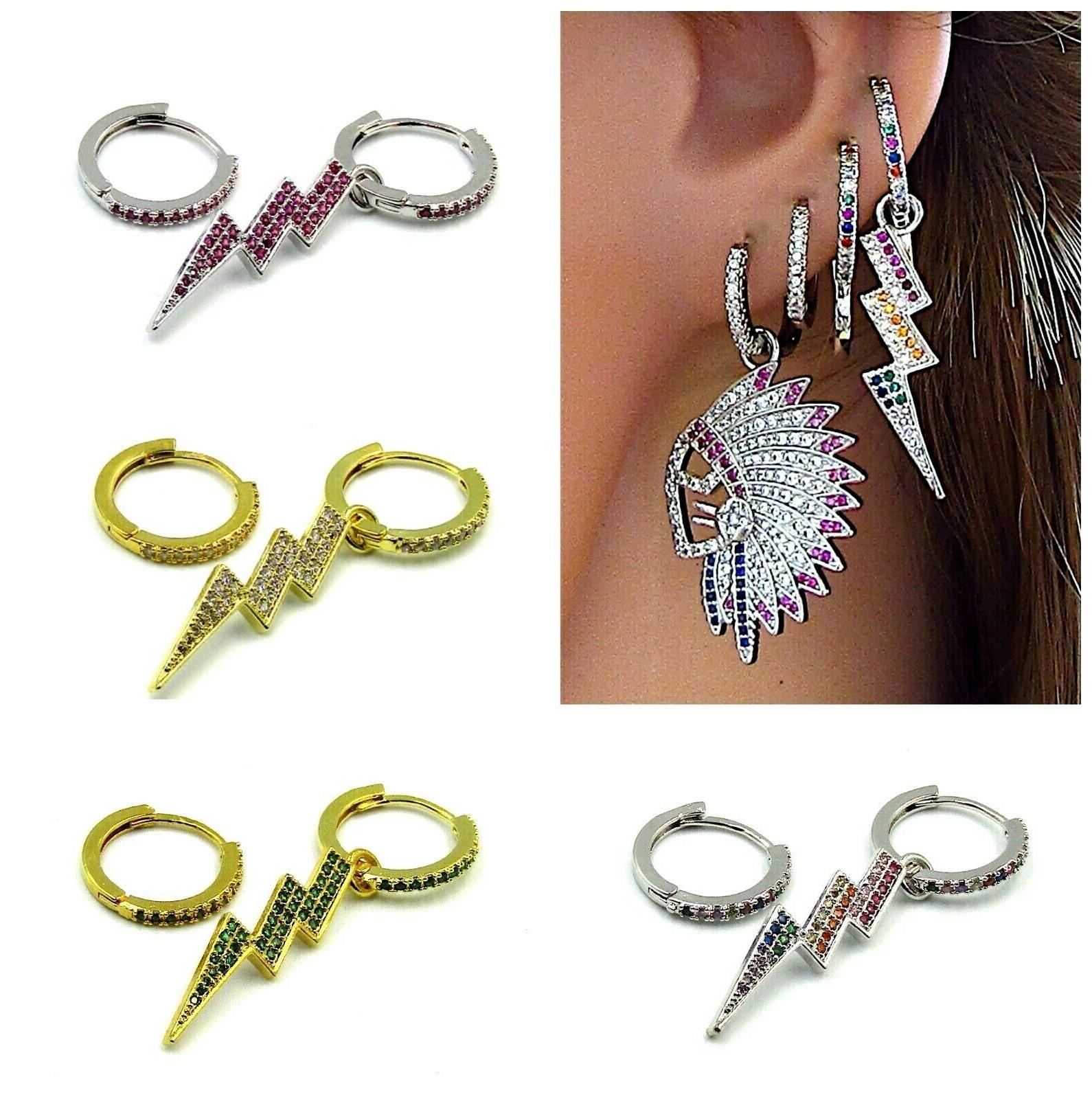 orecchini asimmetrici da donna cerchio fulmine a