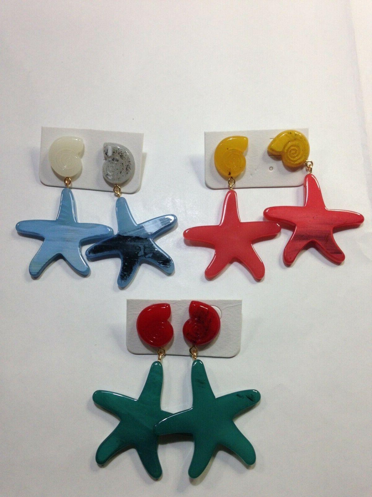 orecchini assortiti conchiglia e stella marina colorata