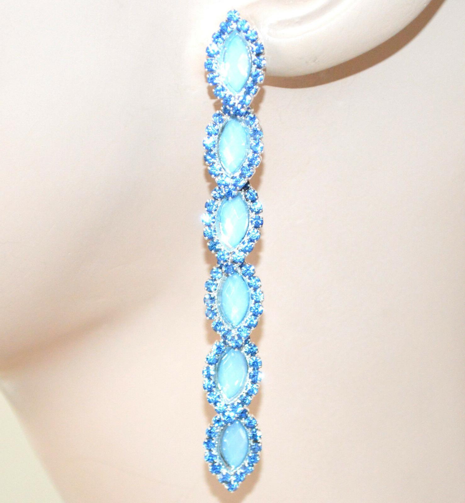 orecchini azzurri donna cristalli pietre strass pendenti