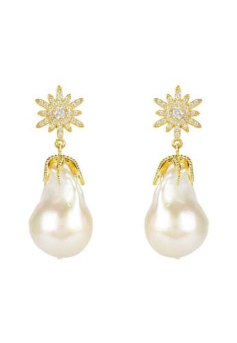 orecchini bianco naturale barocco perle stella starbust