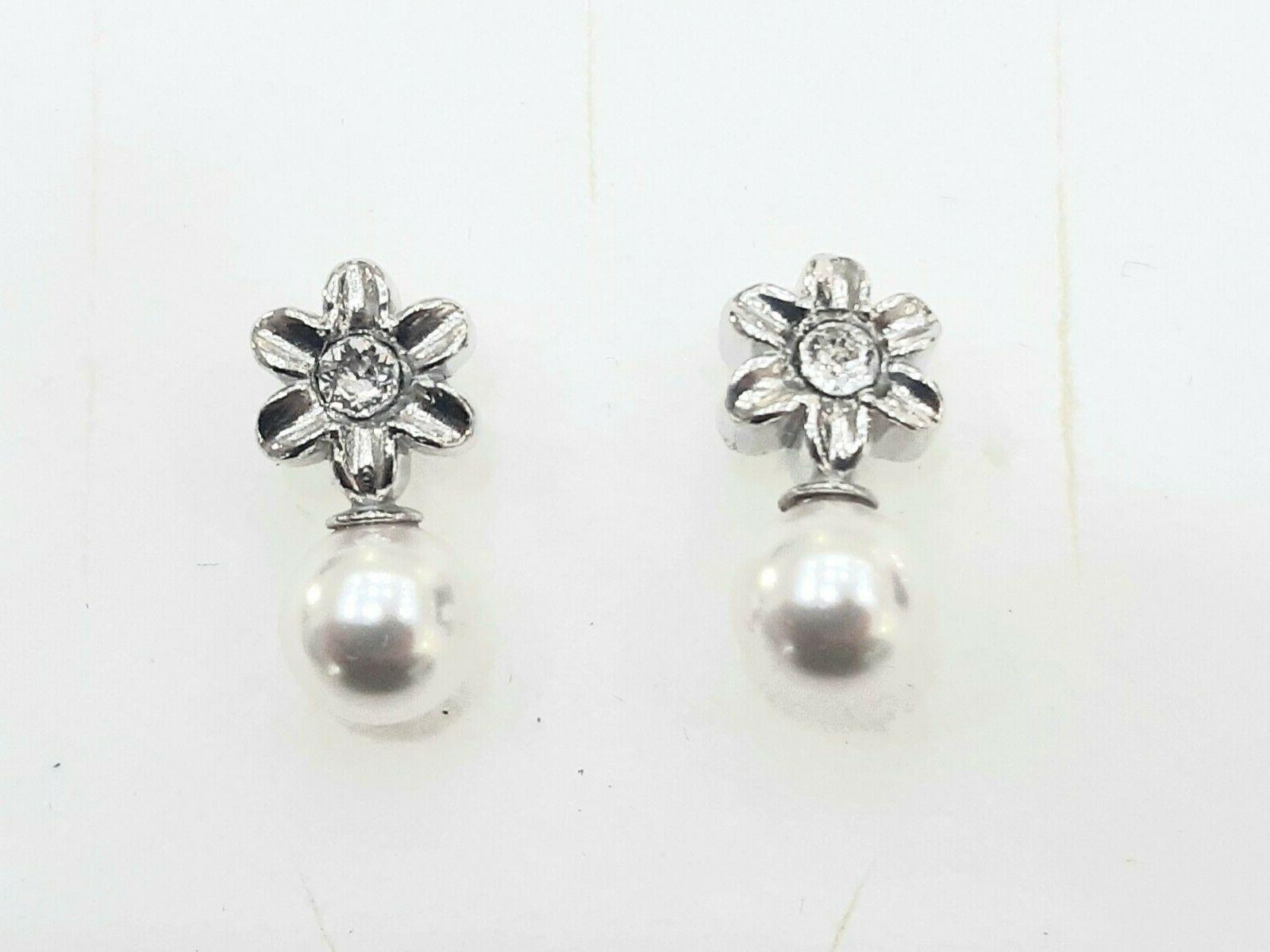 orecchini bimba con fiore e perla swarovski