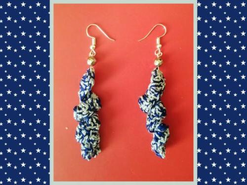 orecchini blu argento perla ematite realizzati a