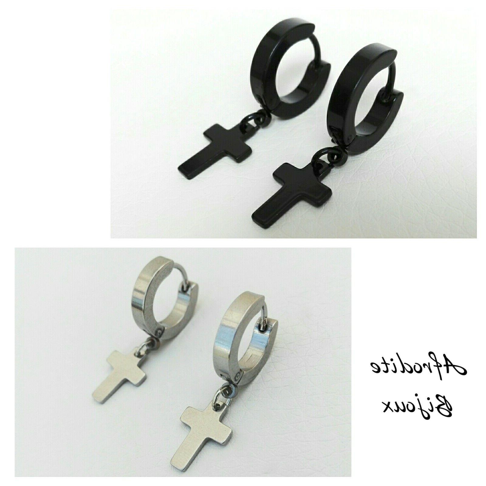 orecchini a cerchi con pendente croce cerchio