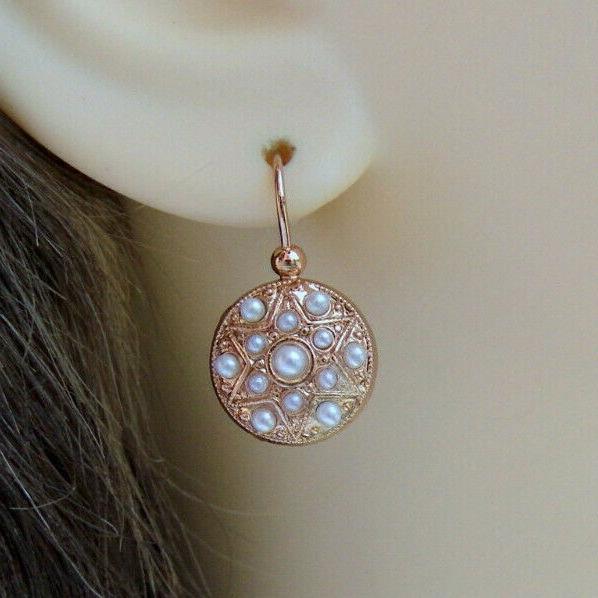 orecchini bottone stile borbonico perle dorati oro