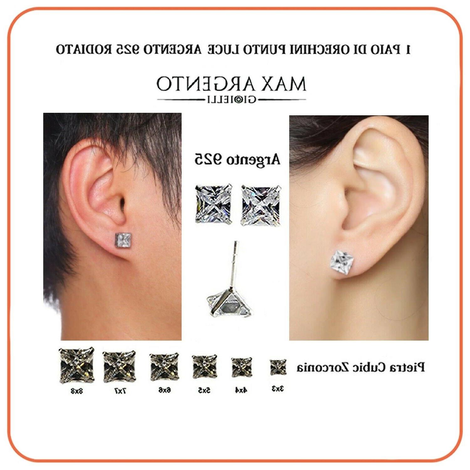 orecchini brillantino punto luce zircone quadrato in