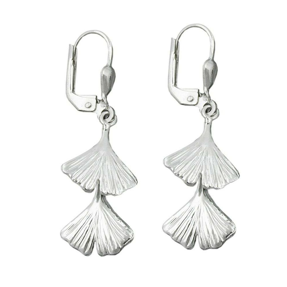 orecchini brisur foglia ginkgo doppio 925 vero