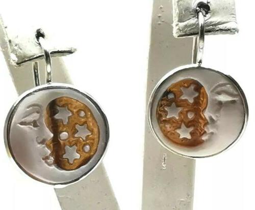 orecchini cammeo sardonico luna monachelle in argento