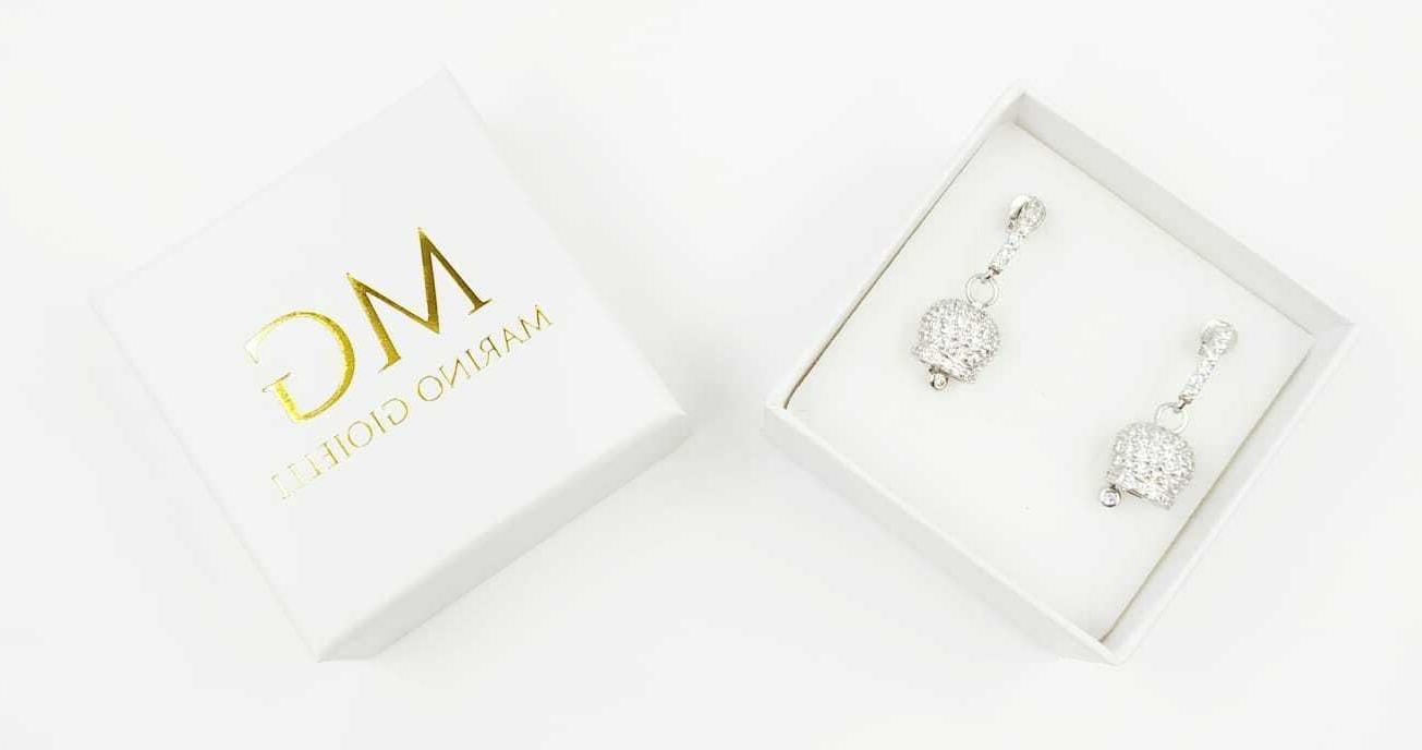 orecchini campanella full zirconate bianco in argento