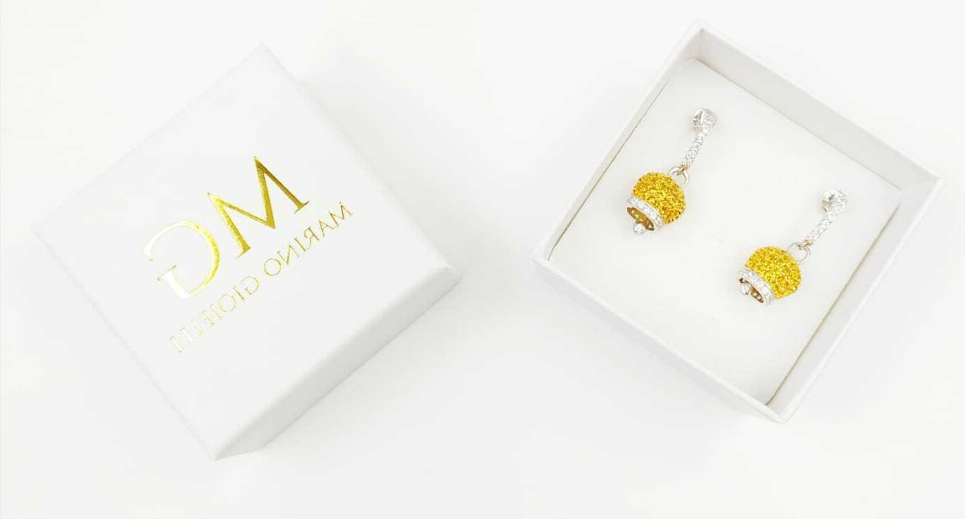 orecchini campanella full zirconate giallo in argento