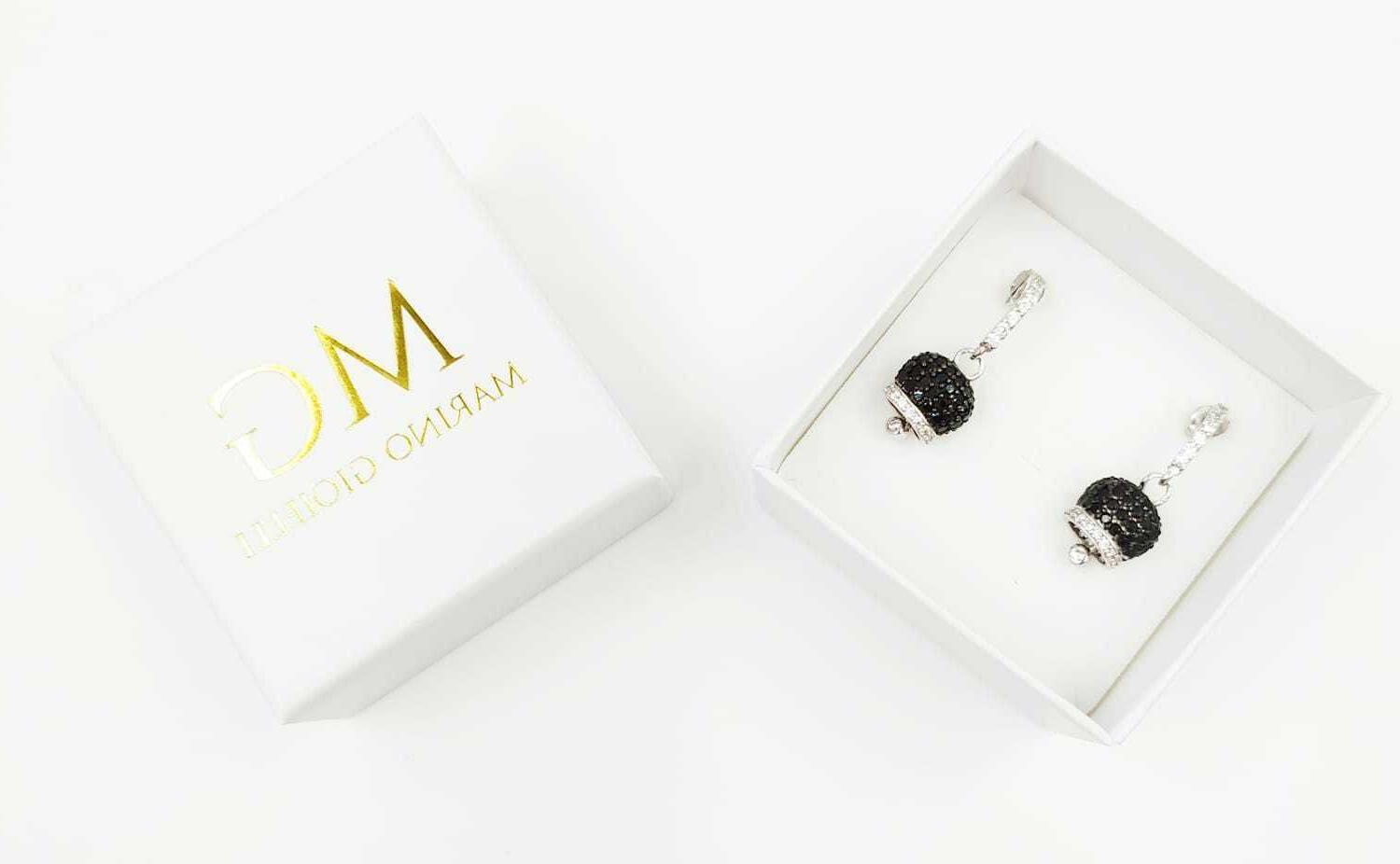 orecchini campanella full zirconate nero in argento