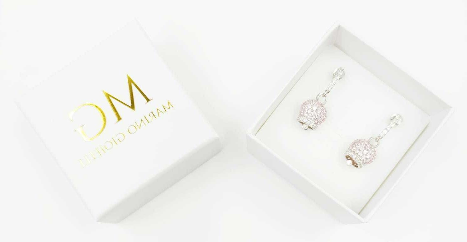 orecchini campanella full zirconate rosa in argento