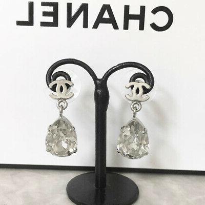 orecchini cc logo argento goccia cristallo a12w