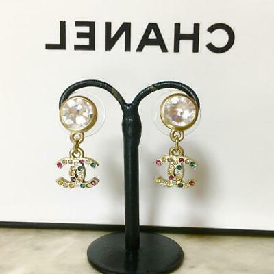 orecchini cc logo oro multicolore strass 11a