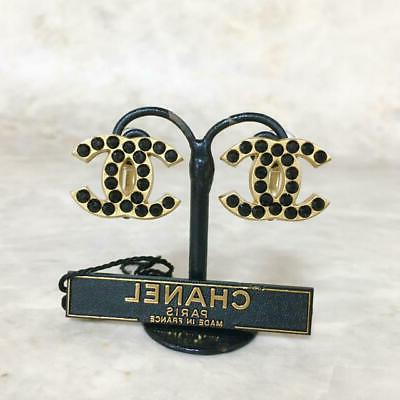 orecchini cc logo oro nero pietra 01a