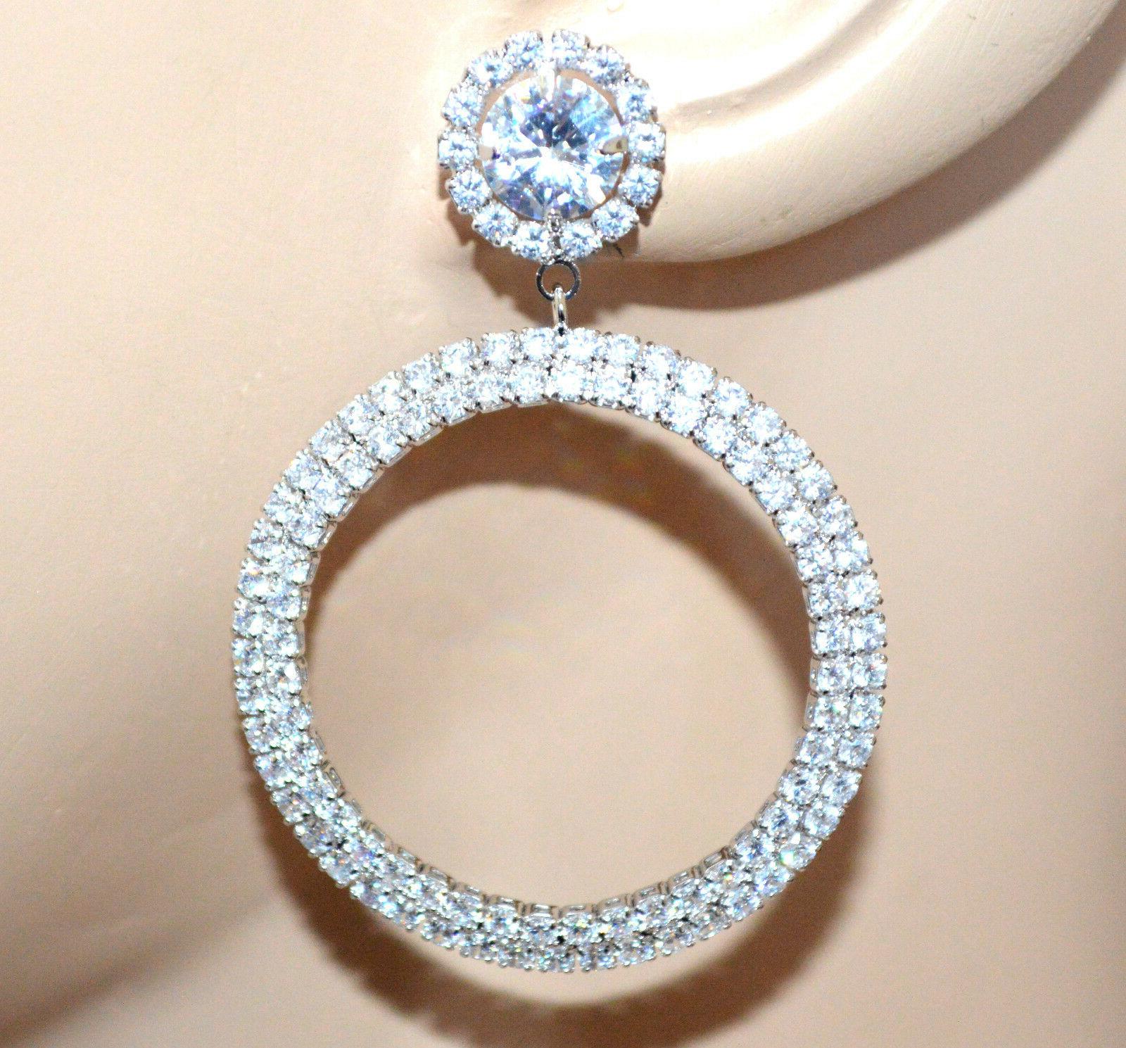 orecchini cerchi argento donna strass cristalli pendenti