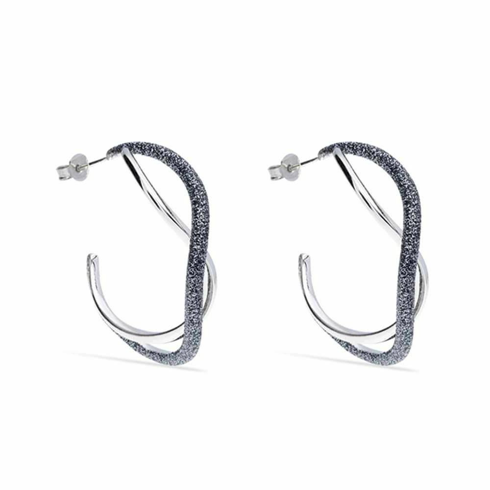 orecchini cerchi intrecciati ottone rodiato e glitter