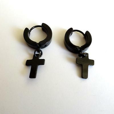 orecchini cerchi uomo in acciaio nero con