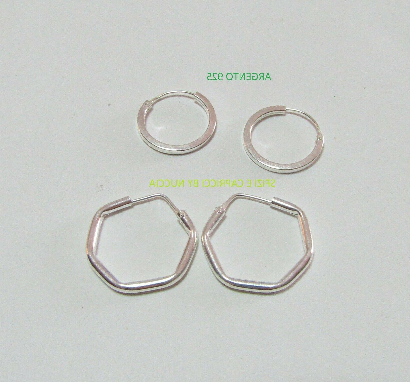 orecchini cerchietto unisex in argento 925 esagonali