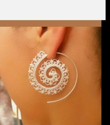orecchini cerchio acciaio argento spirale etnico elegante