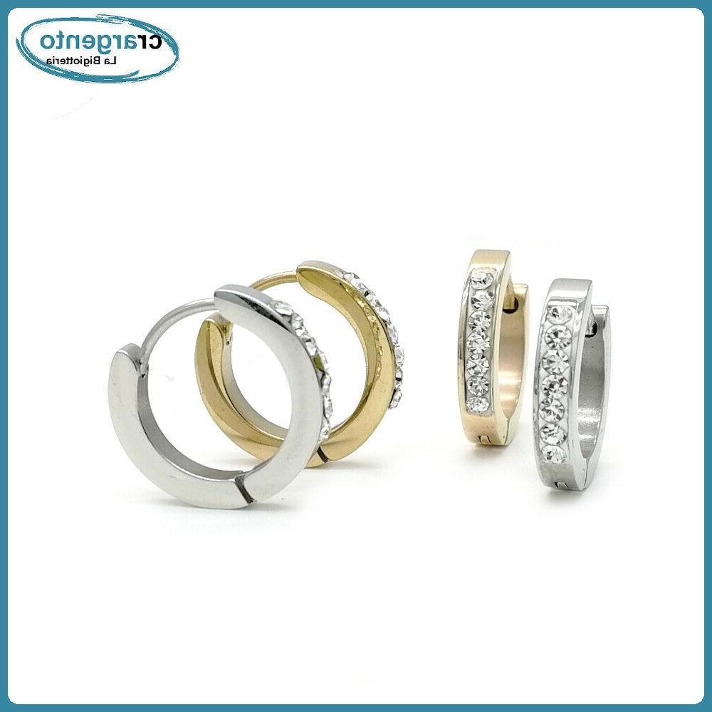 orecchini cerchio acciaio inox con zirconi uomo