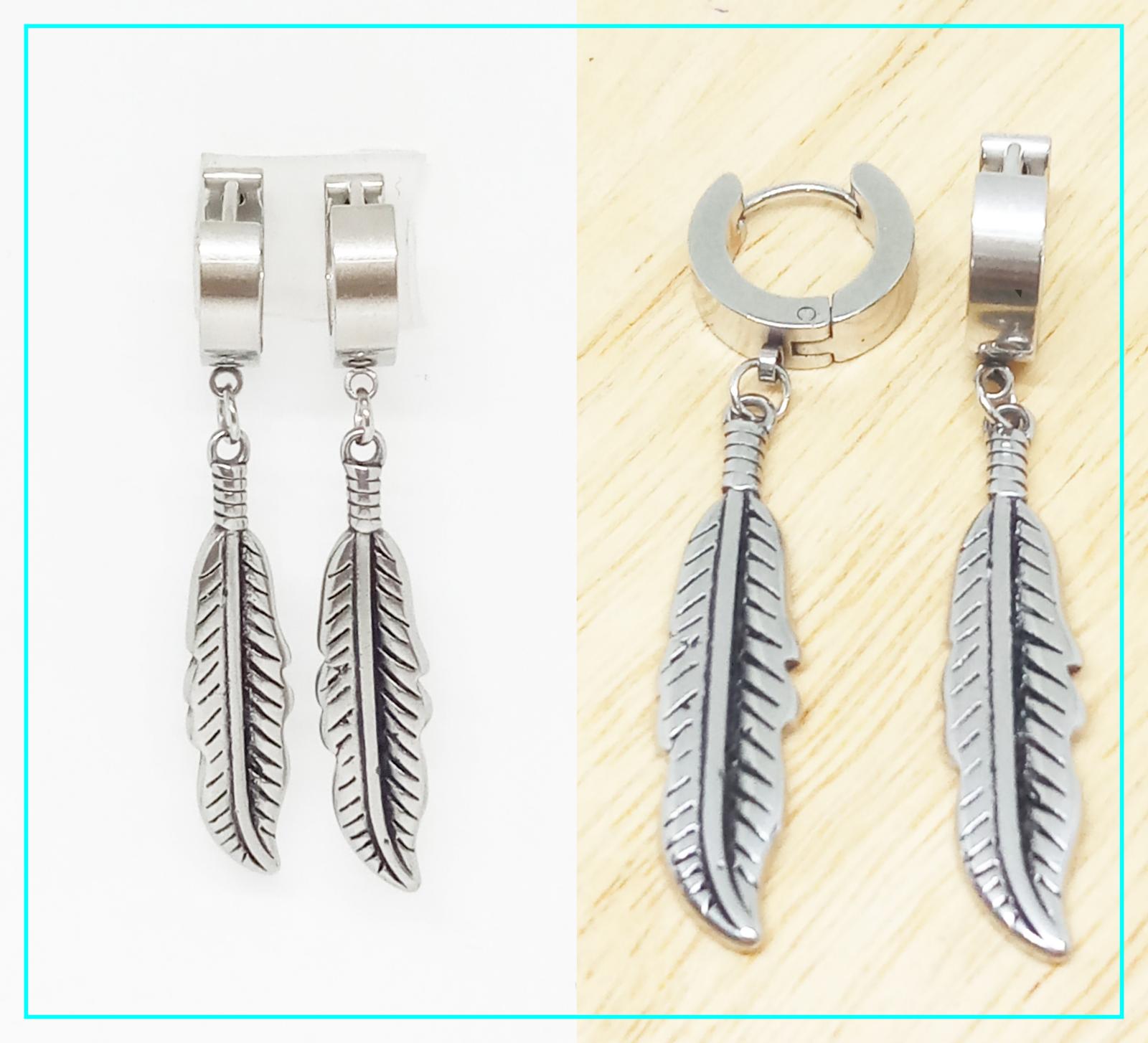 orecchini cerchio acciaio uomo donna cerchietto piuma