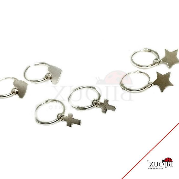 orecchini cerchio argento 925 pendente croce stella