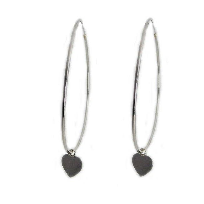 orecchini cerchio argento 925 pendente cuore 1