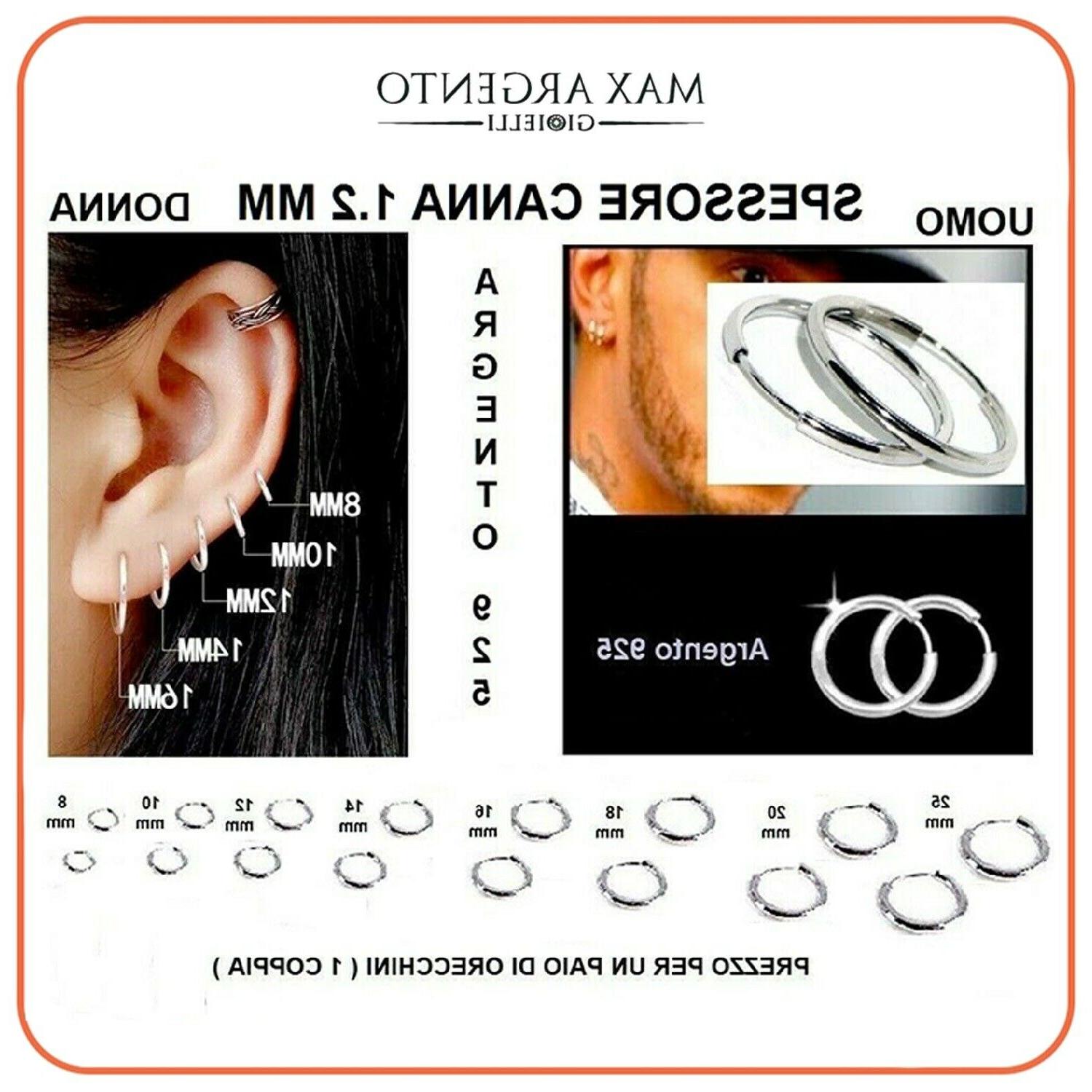 orecchini cerchio cerchietto in argento 925 uomo