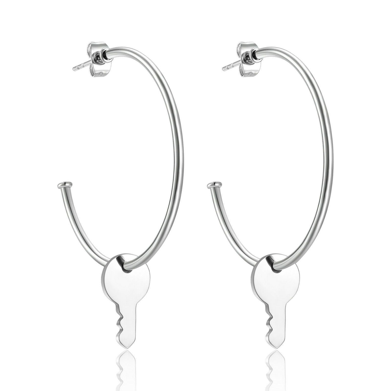 orecchini cerchio donna acciaio chiave pendente shd22