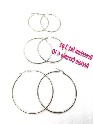 orecchini cerchio donnaacciaio inox 3 misure in