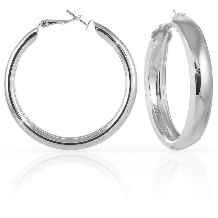 orecchini cerchio grandi fascia bombata ottone argentato