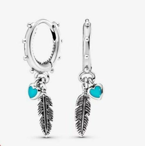 orecchini cerchio piuma cuori turchese logo non