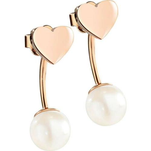 orecchini chicche pvd oro rosa cuore perla