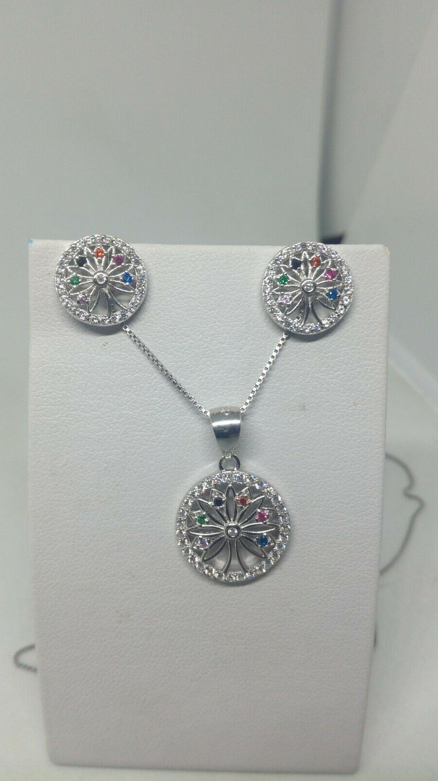 orecchini ciondolo argento set due pezzi albero