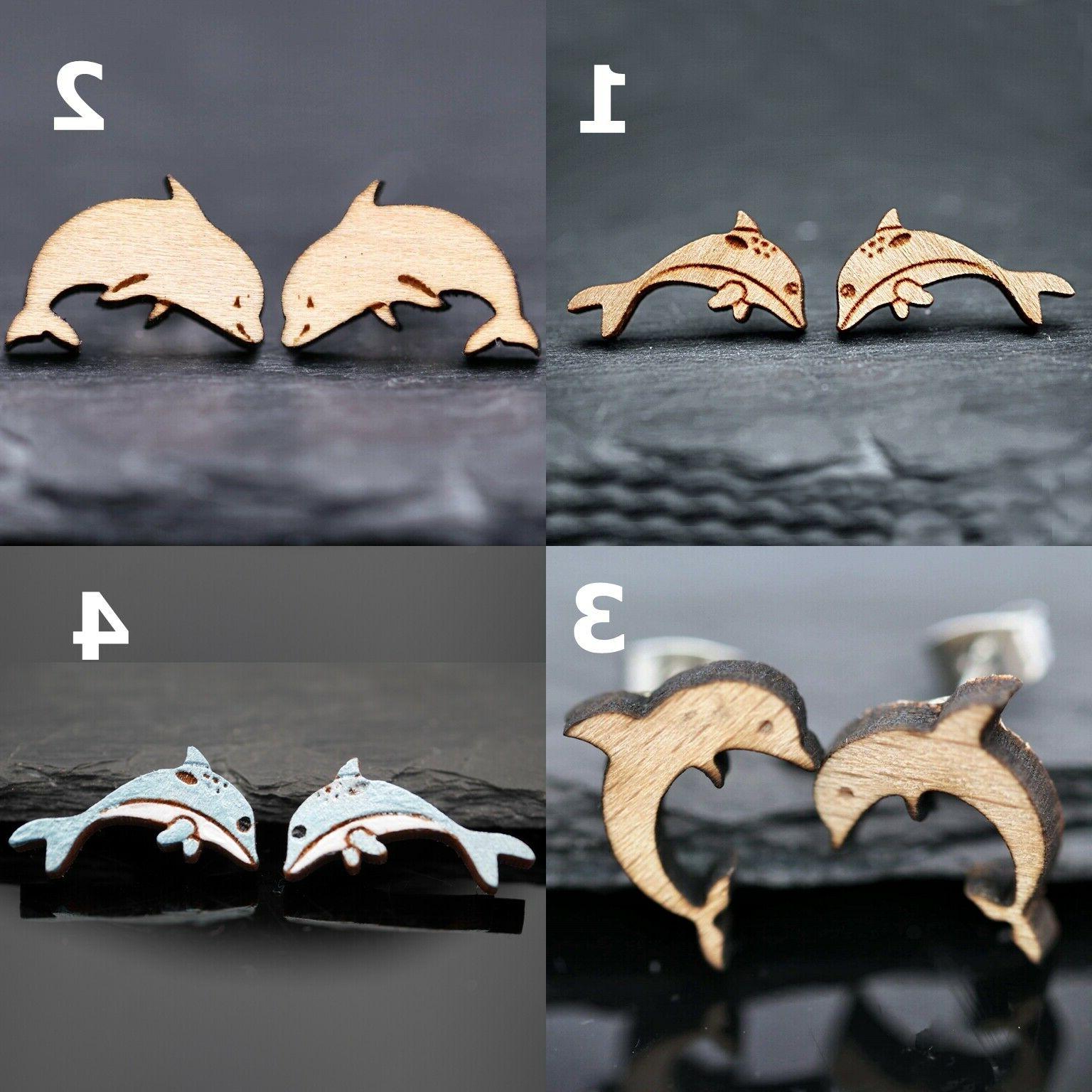 orecchini clip con vero legno delfini delfino