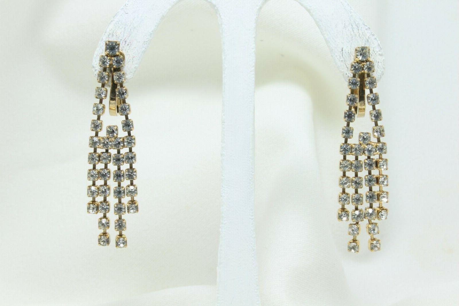 orecchini clip pendenti con cristalli anni 80