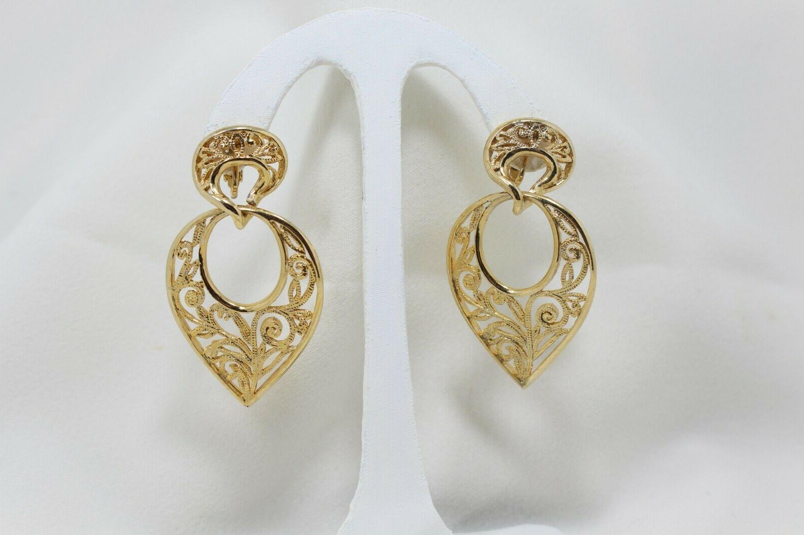 orecchini clip pendenti dorati anni 80 bigiotteria